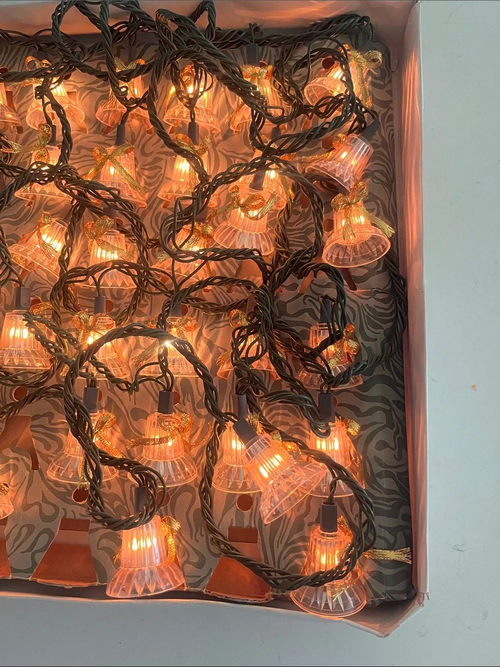 Vintage Musical Bells in Motion Warm White Bell String Lights Home Holiday